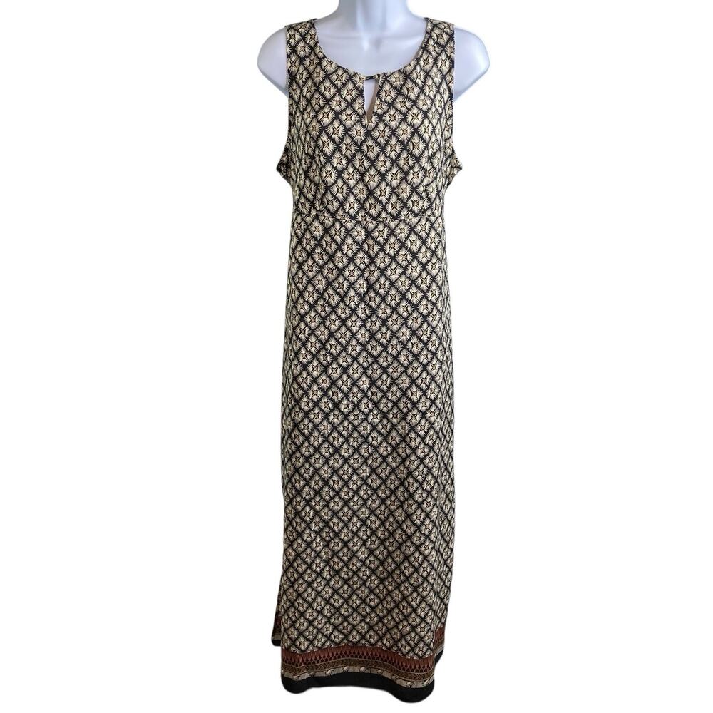 Vintage Lisa Jo Women's Sleeveless Maxi Dress Size 15/16 Geometric Print Boho‎